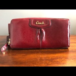 Red leather coach wallet
